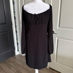 NWT Aritzia Brand Sunday Best Delilah Black Peasant Style Mini Dress Size L